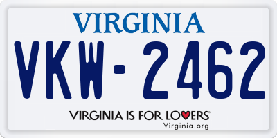 VA license plate VKW2462