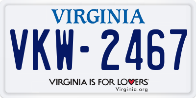 VA license plate VKW2467