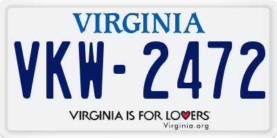 VA license plate VKW2472