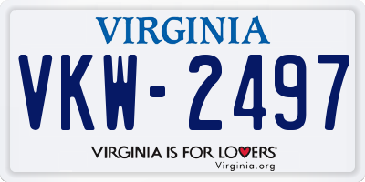 VA license plate VKW2497
