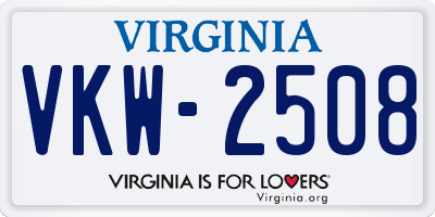VA license plate VKW2508