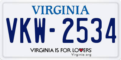 VA license plate VKW2534