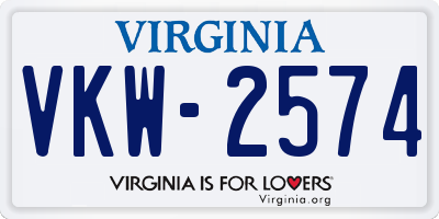 VA license plate VKW2574