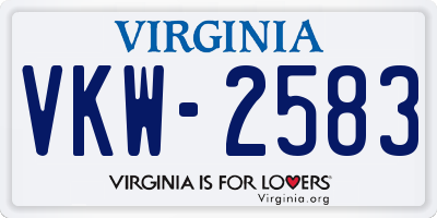 VA license plate VKW2583