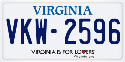 VA license plate VKW2596