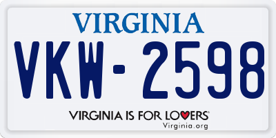 VA license plate VKW2598