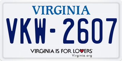VA license plate VKW2607