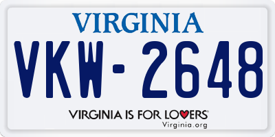 VA license plate VKW2648