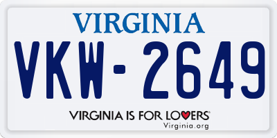 VA license plate VKW2649
