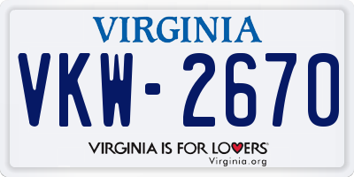 VA license plate VKW2670