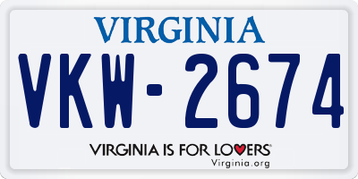 VA license plate VKW2674