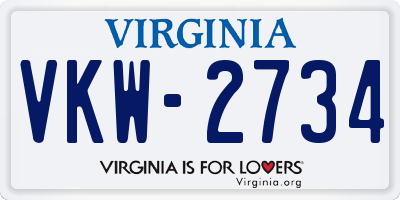 VA license plate VKW2734
