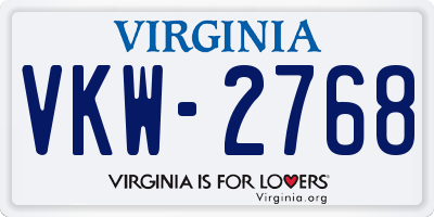 VA license plate VKW2768