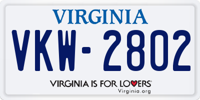 VA license plate VKW2802