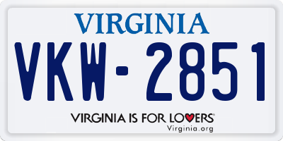 VA license plate VKW2851