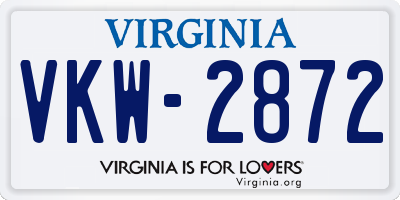 VA license plate VKW2872