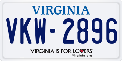 VA license plate VKW2896