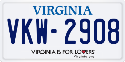 VA license plate VKW2908