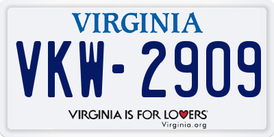 VA license plate VKW2909