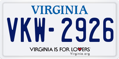 VA license plate VKW2926