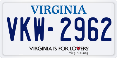 VA license plate VKW2962