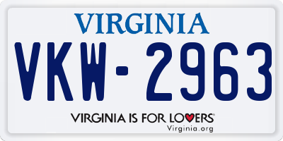 VA license plate VKW2963