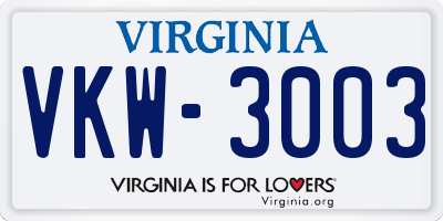 VA license plate VKW3003