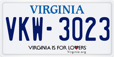 VA license plate VKW3023