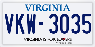 VA license plate VKW3035