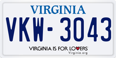 VA license plate VKW3043