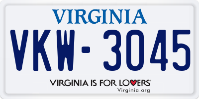 VA license plate VKW3045