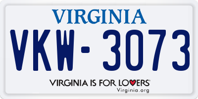 VA license plate VKW3073