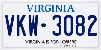 VA license plate VKW3082