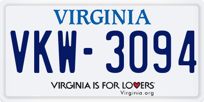 VA license plate VKW3094