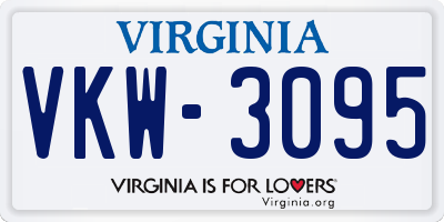 VA license plate VKW3095
