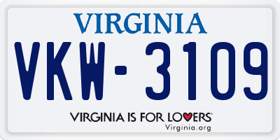 VA license plate VKW3109