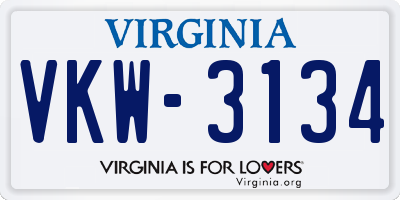 VA license plate VKW3134