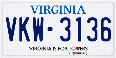 VA license plate VKW3136
