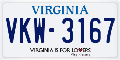 VA license plate VKW3167