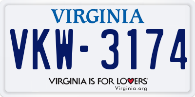 VA license plate VKW3174