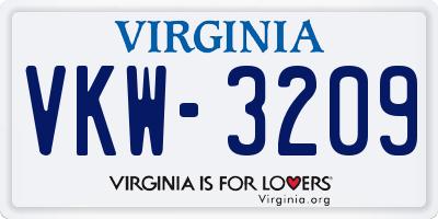 VA license plate VKW3209