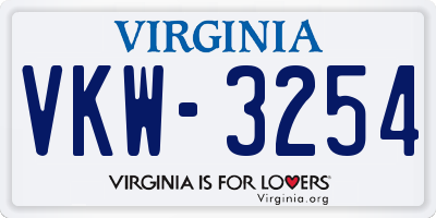 VA license plate VKW3254
