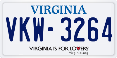 VA license plate VKW3264