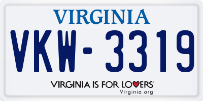 VA license plate VKW3319