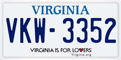 VA license plate VKW3352