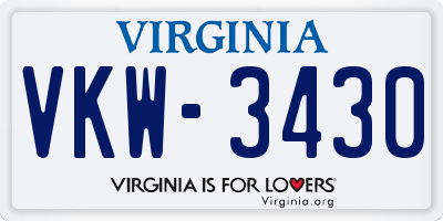 VA license plate VKW3430