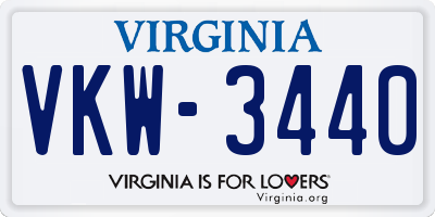 VA license plate VKW3440