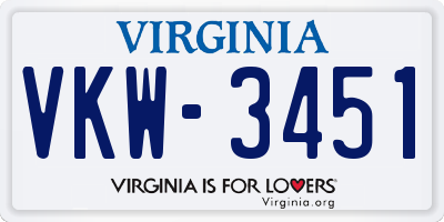 VA license plate VKW3451