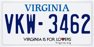 VA license plate VKW3462