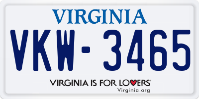 VA license plate VKW3465